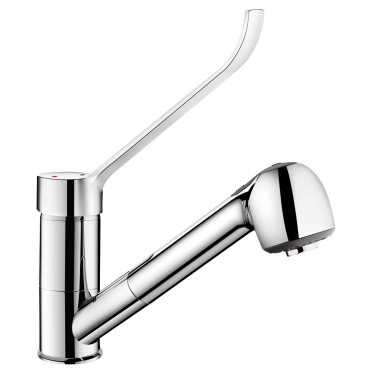 Mit. évier méca. bec orient/dche extrac. H.100, lev. Hygiène