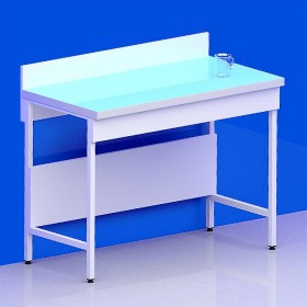 Paillasse sèche avec dosseret piètement A verre + rive