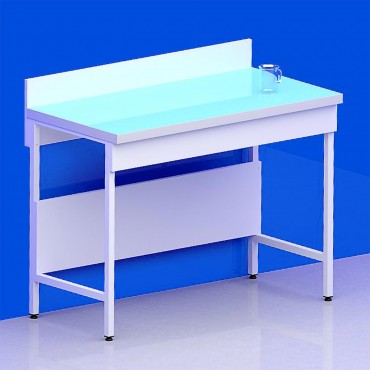 Paillasse sèche avec dosseret piètement A verre + rive