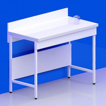 Paillasse sèche dosseret piètement A plateau grés + rive