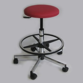 Tabouret Série 13 piètement acier chromé sur roulettes ALSIT