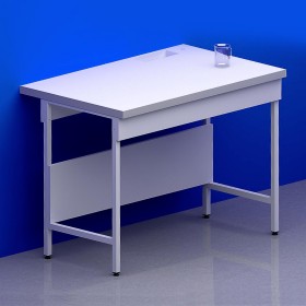 Paillasse humide simple piètement A plateau stratifié compact 6mm + rive avec bénitier à droite