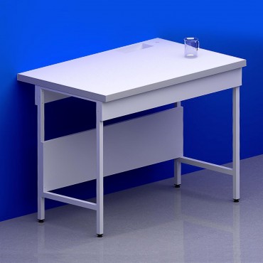 Paillasse humide simple piètement A plateau stratifié compact 6mm + rive avec bénitier à droite