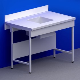 Laverie avec dosseret mural pied en A avec cuve au centre