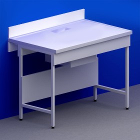 Laverie avec dosseret mural pied en A avec bénitier au milieu