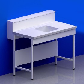 Laverie avec dosseret tablette pied en A avec bénitier positionné au milieu