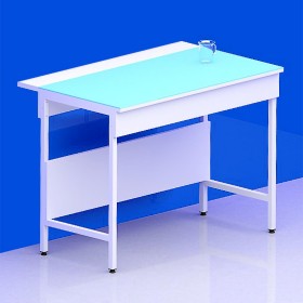 Paillasse sèche simple piètement A plateau verre + stratifié compact 6 mm