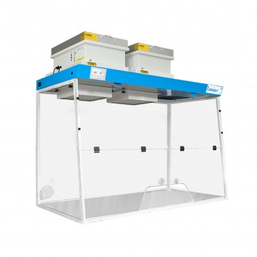 Hotte TRYONIX à filtration H15 ouverture trapèze avec 2 colonnes de filtration et 1 filtre HEPA et 2 filtres à charbon