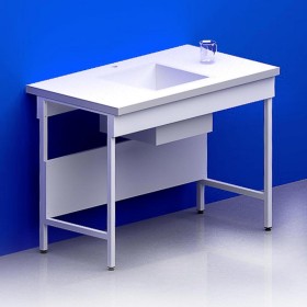 Paillasse humide simple piètement A plateau grès + rive avec cuve