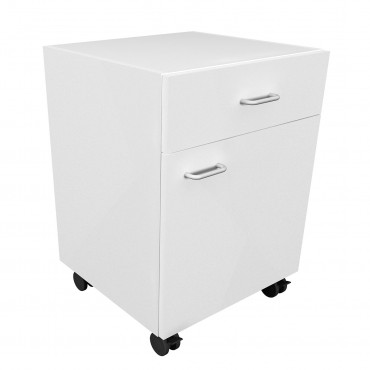 Meuble bas mixte en COPLAST 1 porte battante / 1 tiroir sur roulettes