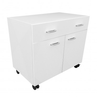 Meuble bas mixte 2 portes battantes / 1 tiroir sur roulettes largeur 830 mm